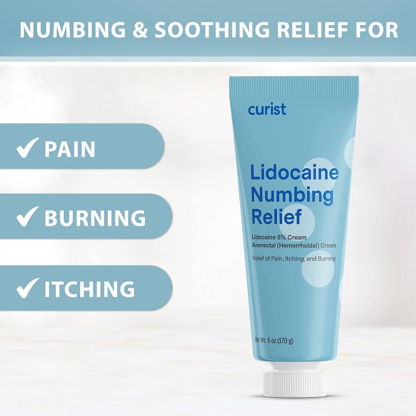 【170g】リドカイン5%局所麻酔クリーム無香料 Curist 5% Lidocaine Cream Maximum Strength Topical Pain Relief