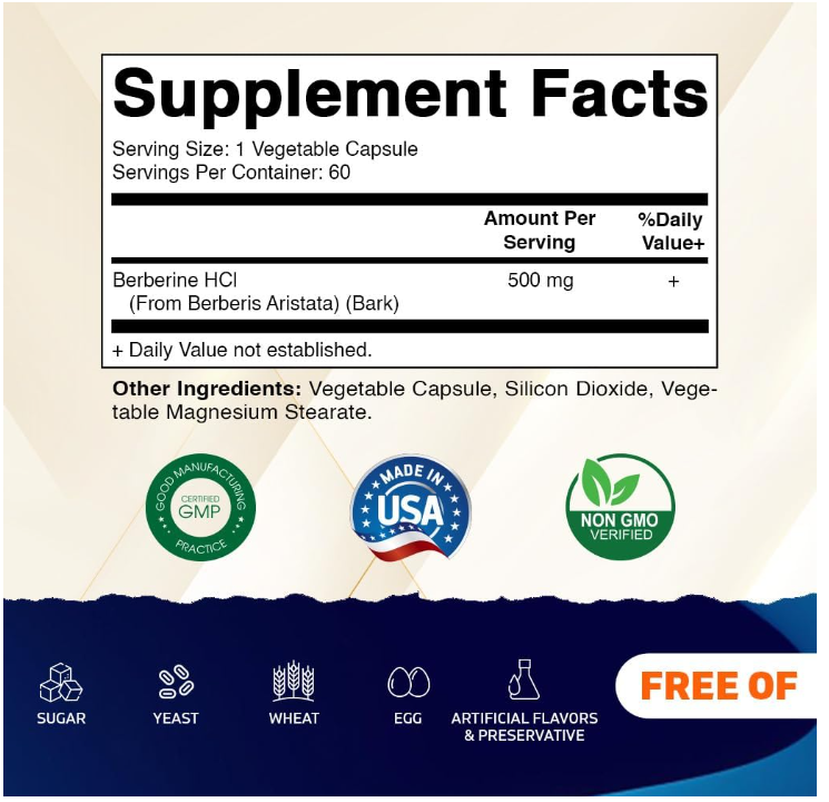 3本セットベルベリン500mg 60カプセル(2か月分) BERBERINE VITAMATIC