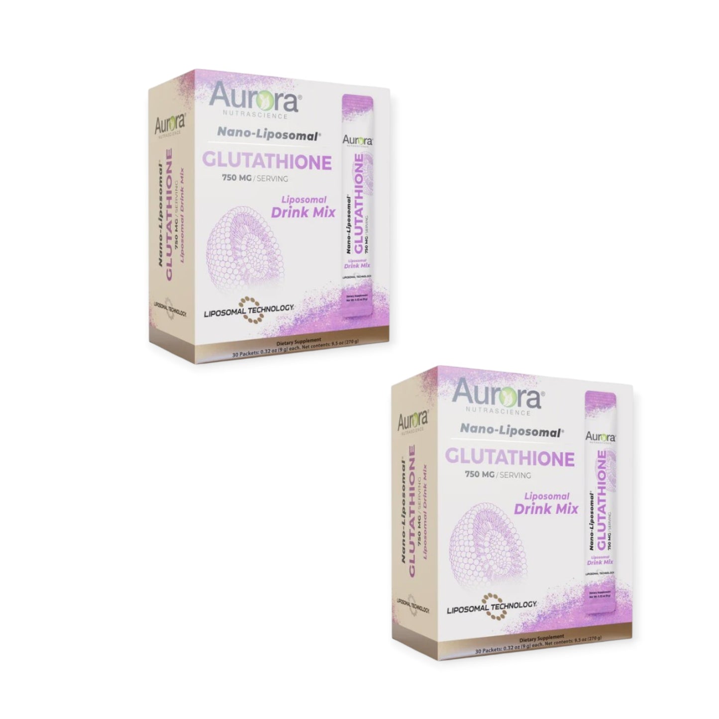 2箱セット Aurora ナノ リポソーマル グルタチオン 750mg(パウダー) ドリンクミックス Liposomal Glutathione リポソーム