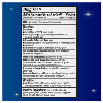 [100 Tablets] UNISOM SleepGels Diphenhydramine 50mg Gel-Type Sleep Support