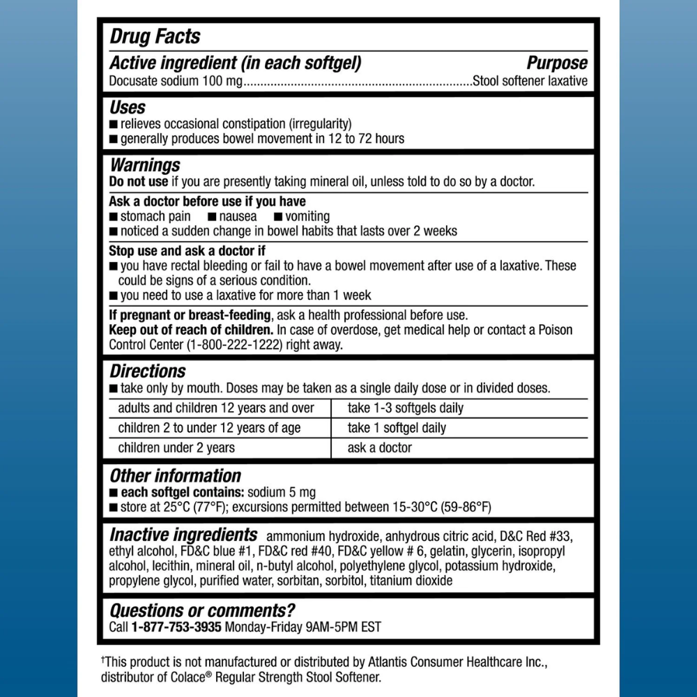 【600錠】スツールソフナー軟便化剤ソフトジェル Member's Mark Stool Softener Softgels, 100 mg Docusate Sodium, 600 ct.