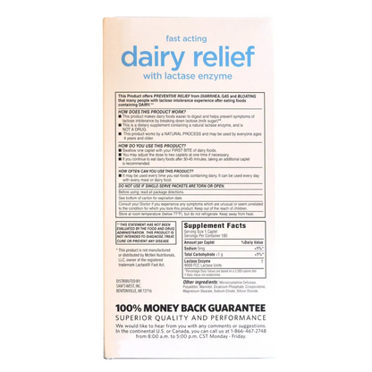 【180錠】ラクテイド乳糖不耐症用ラクトース分解酵素カプレット錠 Member's Mark Fast-Acting Dairy Relief Caplets, 180 ct.