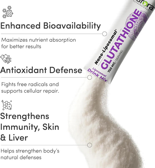 2箱セット Aurora ナノ リポソーマル グルタチオン 750mg（パウダー） ドリンクミックス　Liposomal Glutathione リポソーム