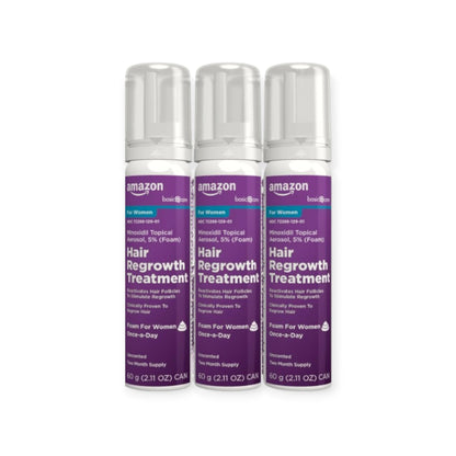 6か月分女性用ミノキシジル5％育毛泡フォーム 60g x 3本 Amazon Basic Care Minoxidil for Women
