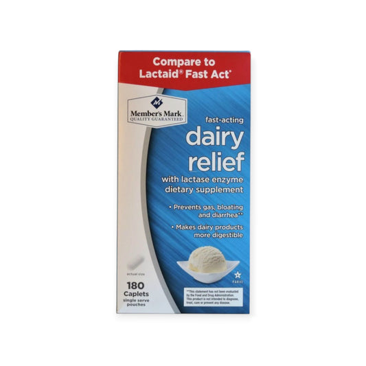 【180錠】ラクテイド乳糖不耐症用ラクトース分解酵素カプレット錠 Member's Mark Fast-Acting Dairy Relief Caplets, 180 ct.