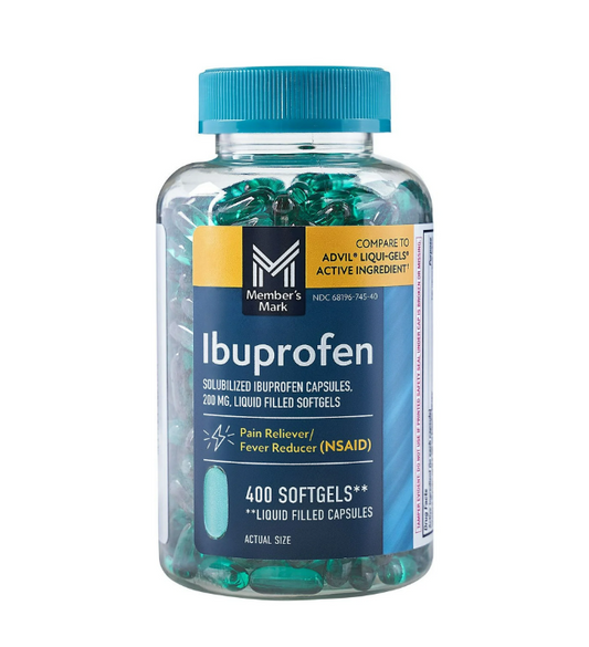 400錠 イブプロフェン  リキッドジェル 200mg MEMBER'S MARK Ibuprofen Softgels（アドビル・ジェネリック）