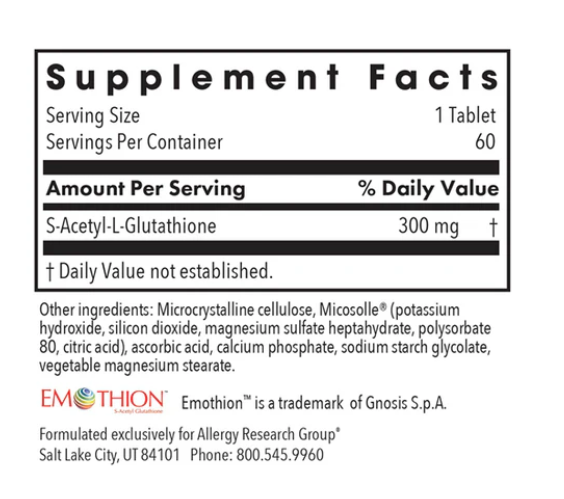 2本セットarg医療グレード・アセチルグルタチオン300mg/60caps（4か月分）Allergy Research Group