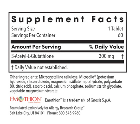 2本セットarg医療グレード・アセチルグルタチオン300mg/60caps（4か月分）Allergy Research Group