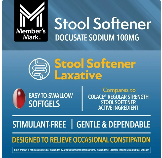 【600錠】スツールソフナー軟便化剤ソフトジェル Member's Mark Stool Softener Softgels, 100 mg Docusate Sodium, 600 ct.