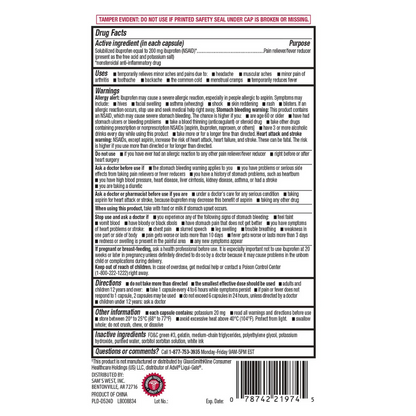 400錠 イブプロフェン  リキッドジェル 200mg MEMBER'S MARK Ibuprofen Softgels（アドビル・ジェネリック）