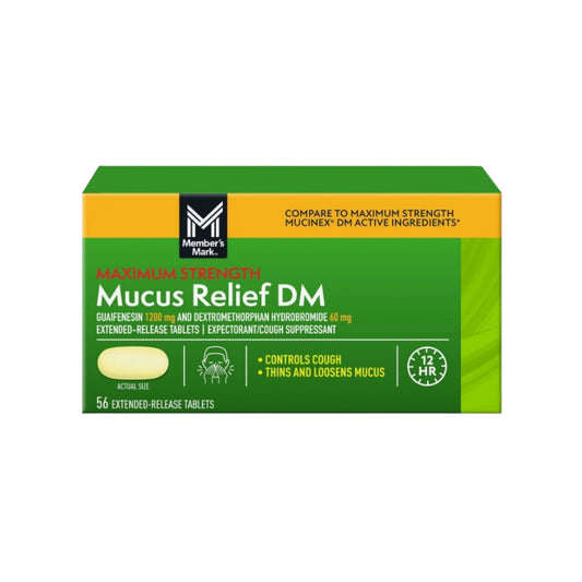 56錠 / ジェネリックムシネックスDM咳止め薬 Member's Mark Mucus-DM Guaifenesin and Dextromethorphan Hydrobromide